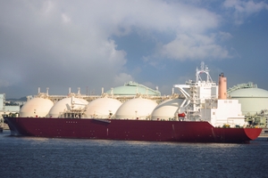 LNG tanker loading at a terminal